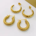 Unique Design New Fashion French Classic Vintage Croissant Hemp Flowers 18K Gold Plating Stainless Steel Hoop Earring Women