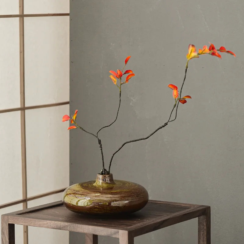 Japanese Antique Zen Vase Stoneware Floret Hydroponic Vessel Ceramic Small Flower Vase Tea Table