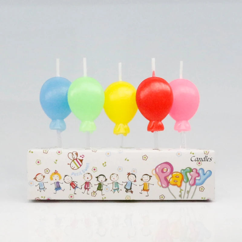 Hot Selling 2024 Cute Balloon Shaped Birthday Candles Sets Macaroon Color for Fun
