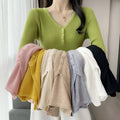 Elegant Casual Women's Triple Breasted Knit Sweater Custom Rib Knitwear Pullover Button Decoration for Spring Custom Front