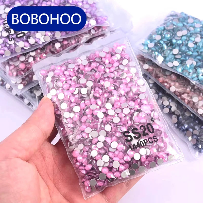 BOBOHOO High Quality Flatback Glass Rhinestone Silver Base Mocha Colors Non Hotfix Rhinestones for Garment Acid Hoodie Cups DIY