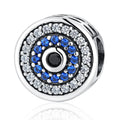 925 Sterling Silver Evil Eye Bead Charm with Blue Crystal Protection Charm for Women's DIY Bracelet Jewelry Making SCC092