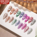 JTING New Arrival Popular 9colors Jelly Diamond Cat Eye Gel Nail Polish Set 15ml Spar Magnetic Cat Eye Gel Polish Collection