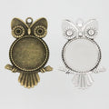 AA01351 Vintage Customized Jewelry Making Pendant Antique Plated Dainty Letter Engravable Metal Owl Charms