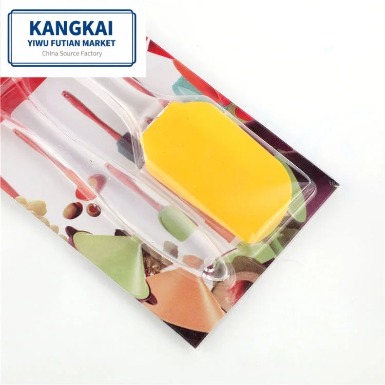 Heat Resistant Cooking Tools Silicone Baking Mixing Pastry Brush and Spatula Sets With Plastic Handle Via Supplier Kangkai