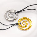 Unisex Minimalist Spiral Necklace Gold Silver Stainless Steel Pendant Leather Cord Daily Fashion Jewelry Couple Accessories