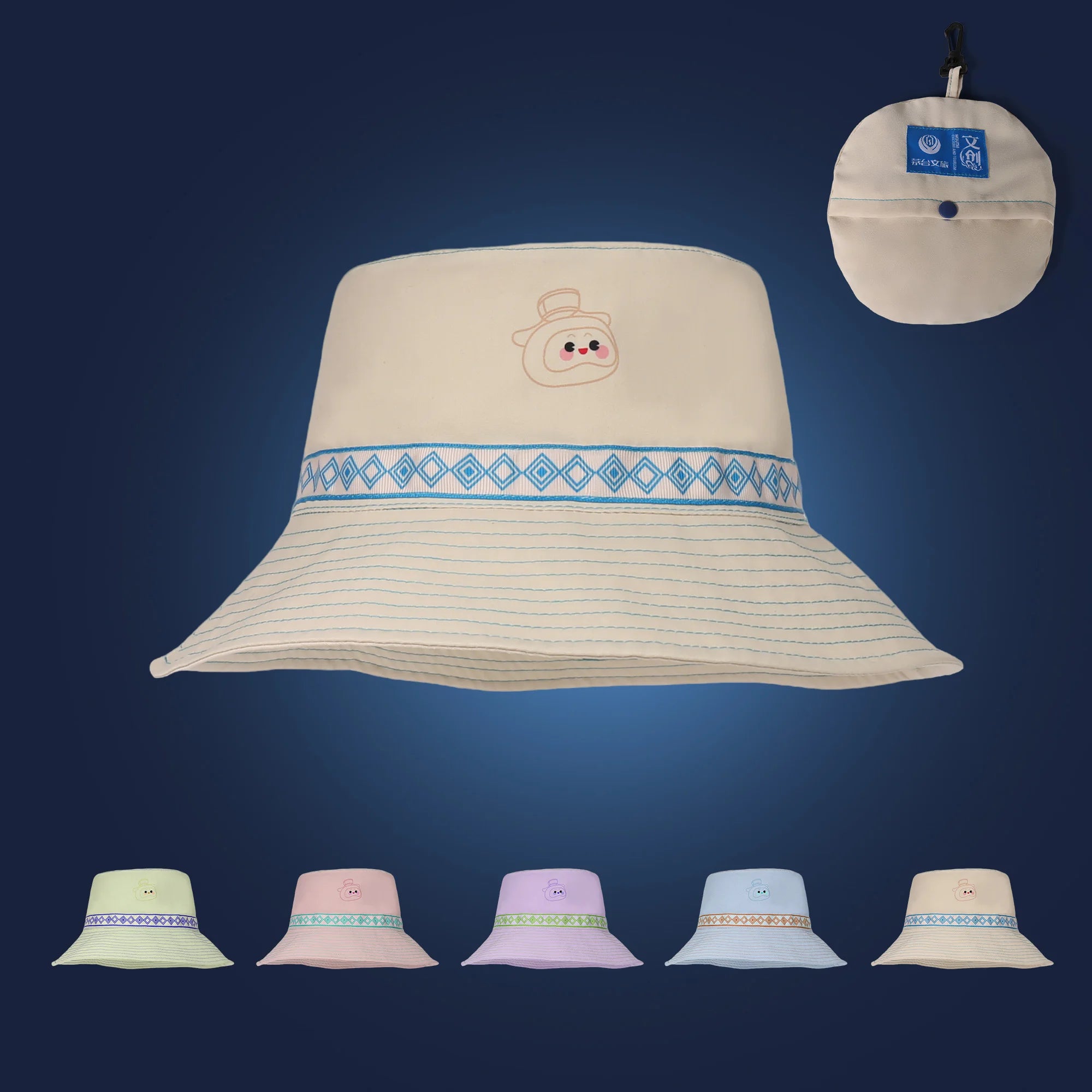 Custom Quick Dry Embroidered Printed Logo Waterproof Foldable Bucket Hat with Storage Bag