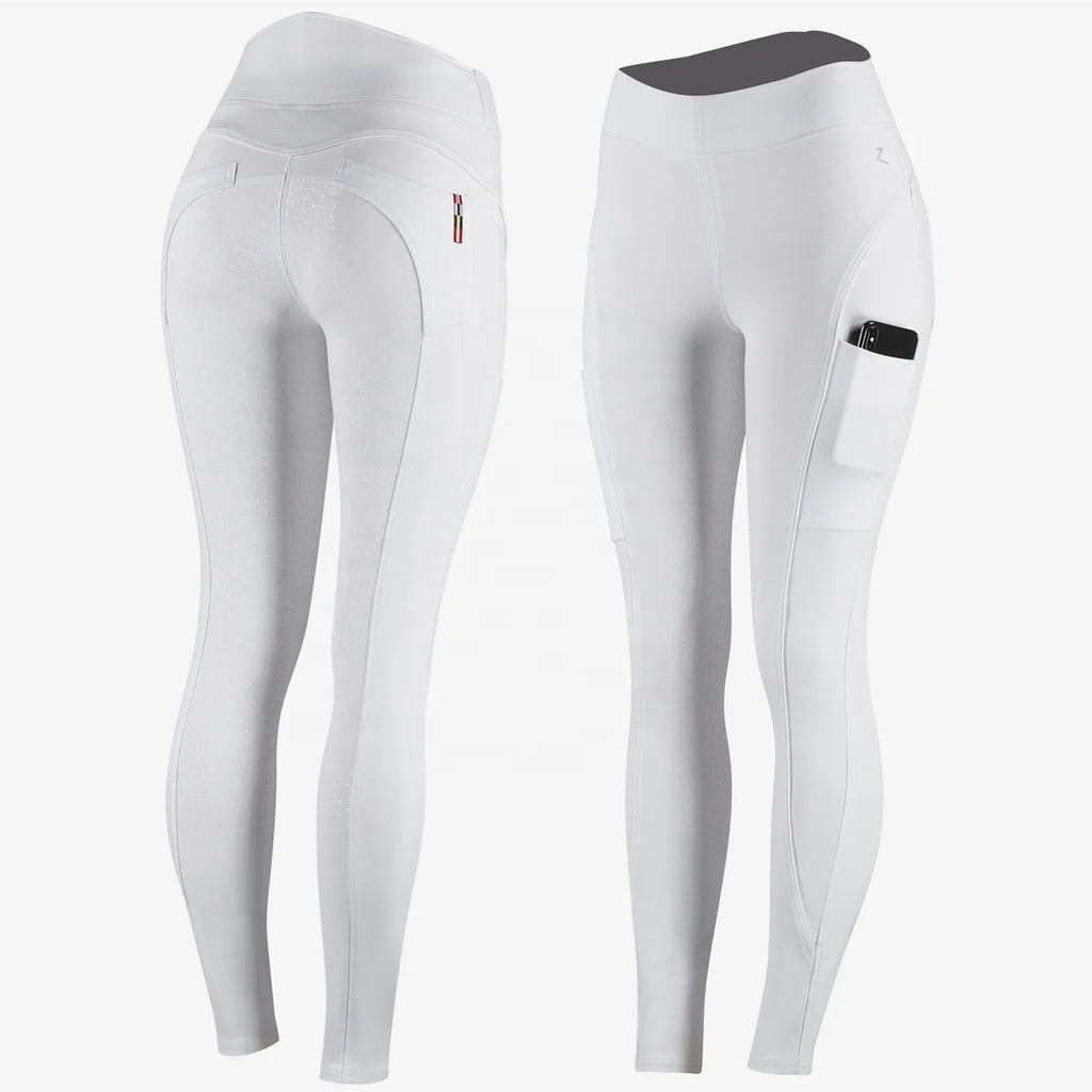 Equestrian Women Competition White Full Seat Silicone Riding Jodhpurs