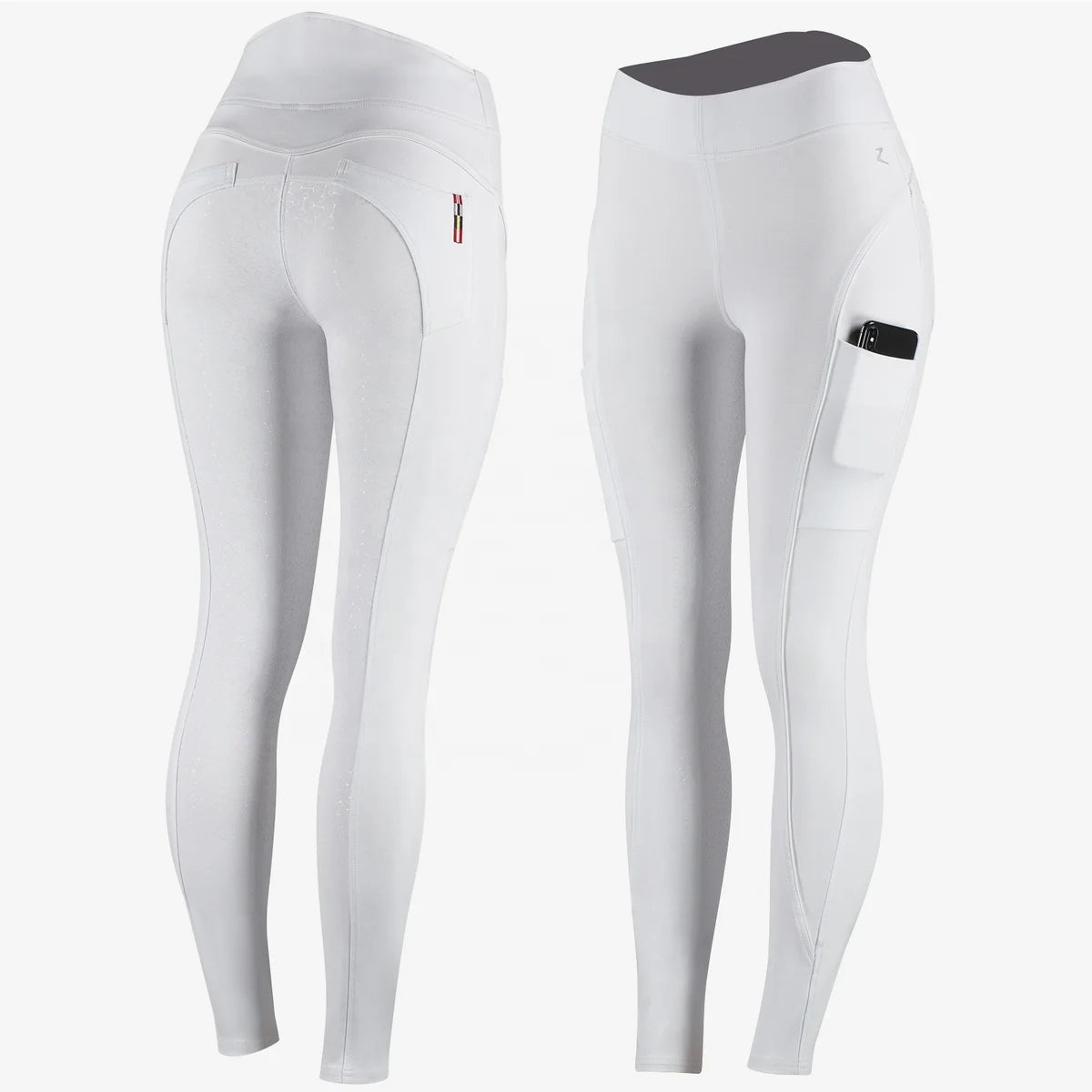 Equestrian Women Competition White Full Seat Silicone Riding Jodhpurs