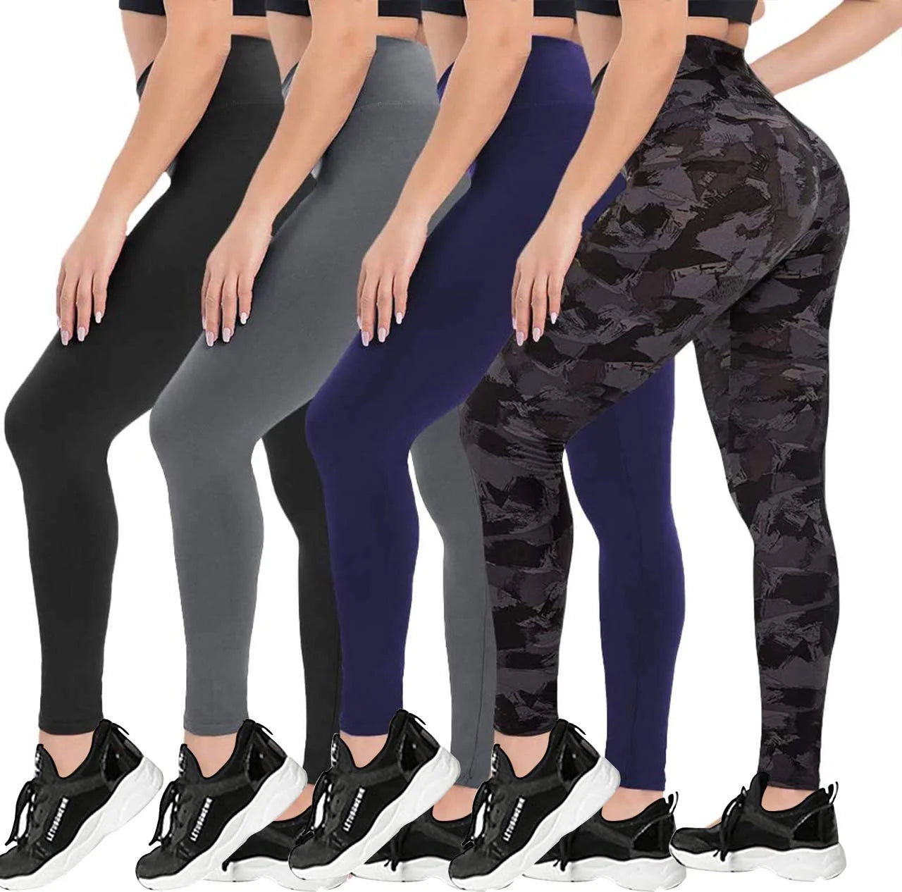 Women's High Waist Leopard Printed Yoga Gym Leggings Soft Knitted Fitness Sports Wear with Logo