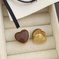 Light Luxury Coffee Milk Drip Oil Copper Real Gold Plated Delicate Mini Stud Earrings