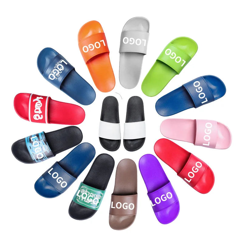 OEM/ODM Custom Logo 3D Rubber Embossed Slides Slippers for Men-Light Weight Massage Fashion Shoes