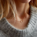 Waterpro Jewelry 18K Gold Plated Dainty Stainless Steel Circle Necklace Layering Chain Choker Statement Necklace  Women