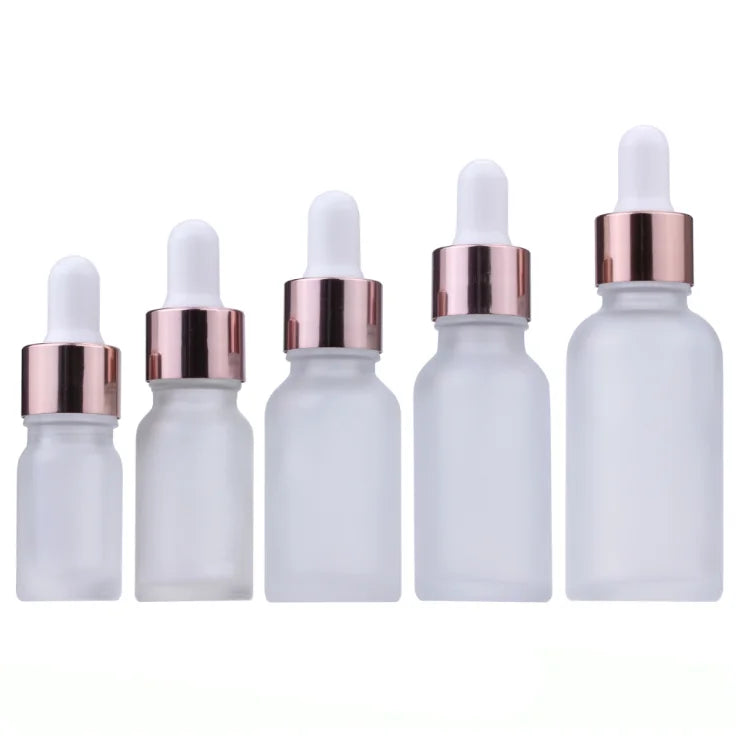 5ml 10ml 15ml 20ml 30ml Rose Gold Top Cosmetic Serum Glass Dropper Container Essential Oil Bottle