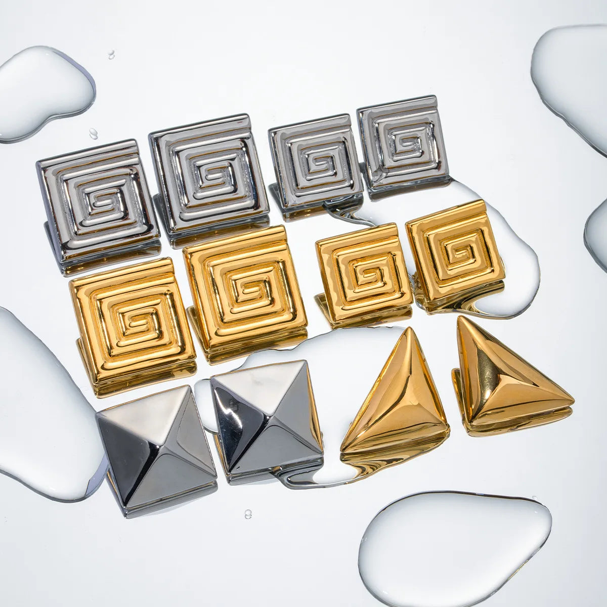 2024 Vintage Earrings Wholesale 18k Gold Plated and Silver Geometric Big Earrings Conch Texture Fancy Earrings for Women