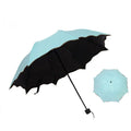 19 Inch Flowering Contact Water Polyester Anti UV Rainy Sunscreen Sun Parasol Classic 3-Folding Sun Umbrella
