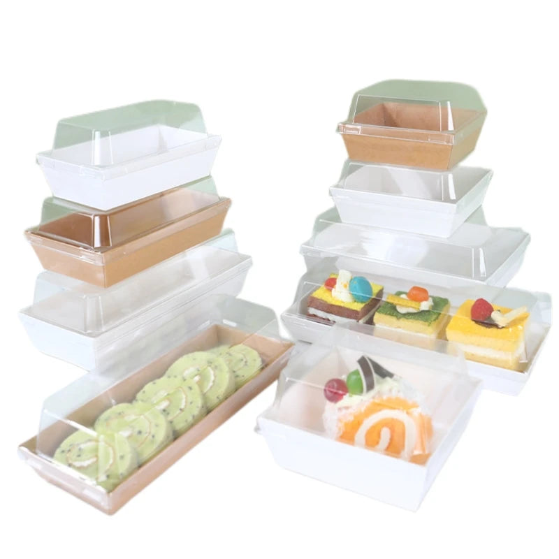 Disposable Dessert Containers Clear Bakery Boxes Takeaway Food Containers Sandwich Packaging Box Kraft Paper Charcuterie Boxes