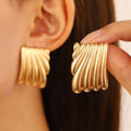 Ilona Women's Gold Plated Stainless Steel Geometric Fashion Waterproof Stud Earrings