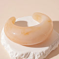 2025 New Arrival Large Retro Niche Resin Geometric Opening Bracelet Big Marble White Resin Acrylic Cuff Bangle Bracelets