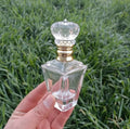 60ml 2oz Square Cone Shape Luxurious Transparent Glass Perfume Aromatherapy Bottle with Gold Sprayer Custom logo