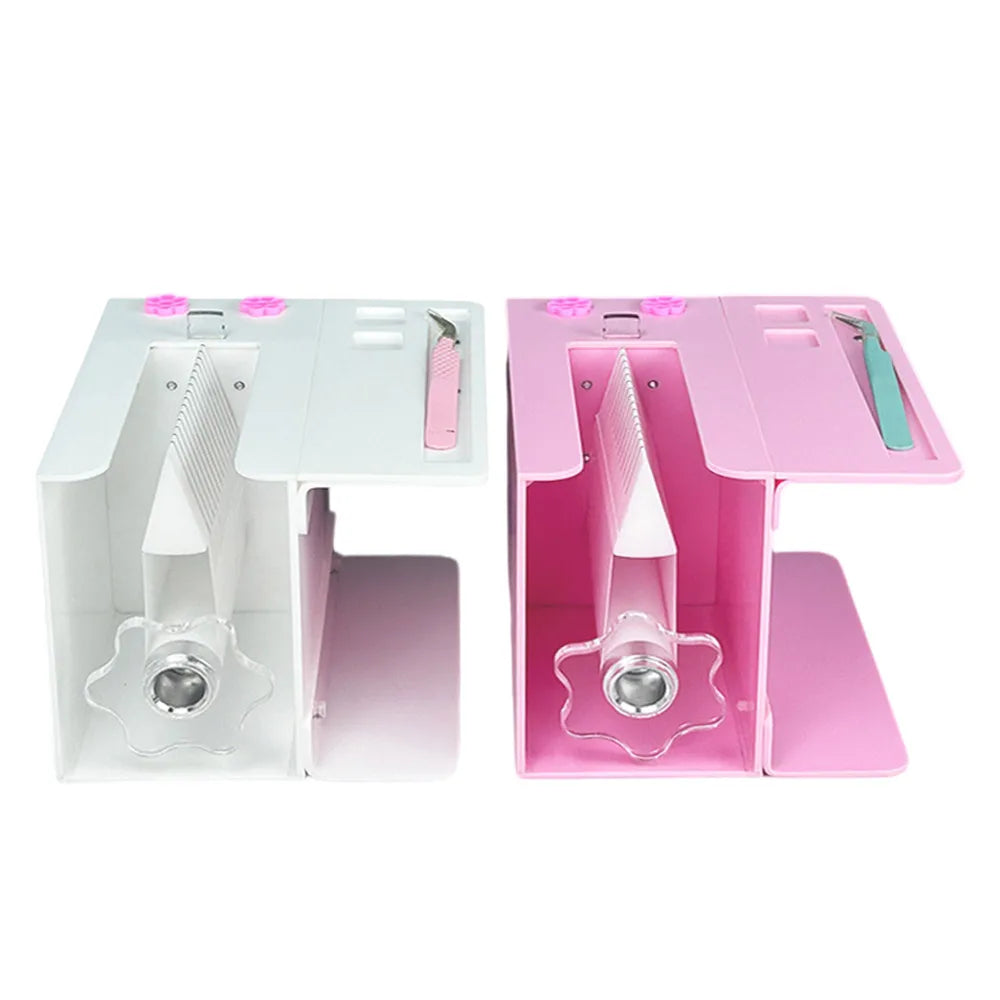 Custom Logo Magnetic Tweezers Easy Fan Acrylic Lash Blossoming Device with Storage Box Eyelash Flowering Tool