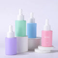 Beautiful Facial Care Essential Oil Glass Dropper Bottle 1oz 30ml pink Yellow Green Flat Shoulder Serum Cosmetic Packaging
