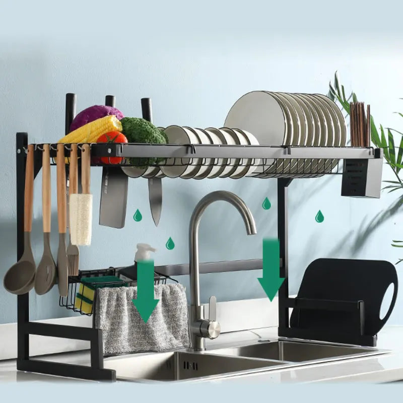 Adjustable Over Sink Stainless Steel Dish Drying Kitchen Rack MegaBDM