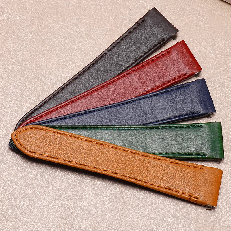 Luxury Genuine Leather Watch Bands with Quick Release Metal Insert Watch Strap Replacement for Cartir Sandos 19mm 21mm