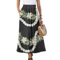 Customized Women's Midi Length High Waist Silk Satin Skirt Floral Cheetah Print Breathable Elasticized Hawaiian Style for Casual