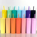 Reusable Insulated Double Wall Straw Tumbler Cup with Lid Plastic Mugs Customizable Print Cup Blanks for Sublimation