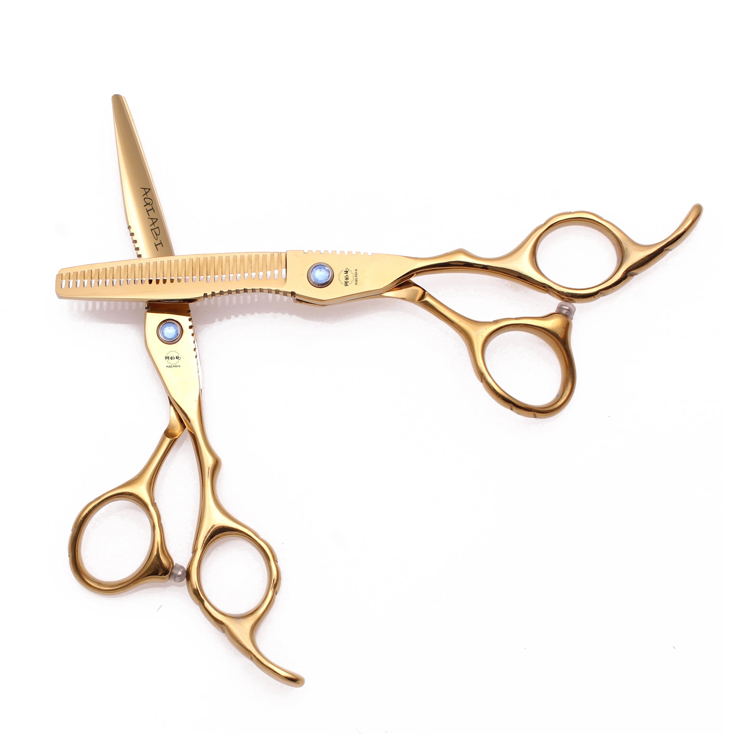 Professional Barber Scissors 6" Japan Stainless Thinning Shears Gold Hair Cutting Scissors A1011 Hair Scissors Haircut Set