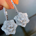 Wholesale Fancy Small Rose Earrings Hoop Woman Ladies Designs for Party Girls with Diamond Zircon Flowers Earrings