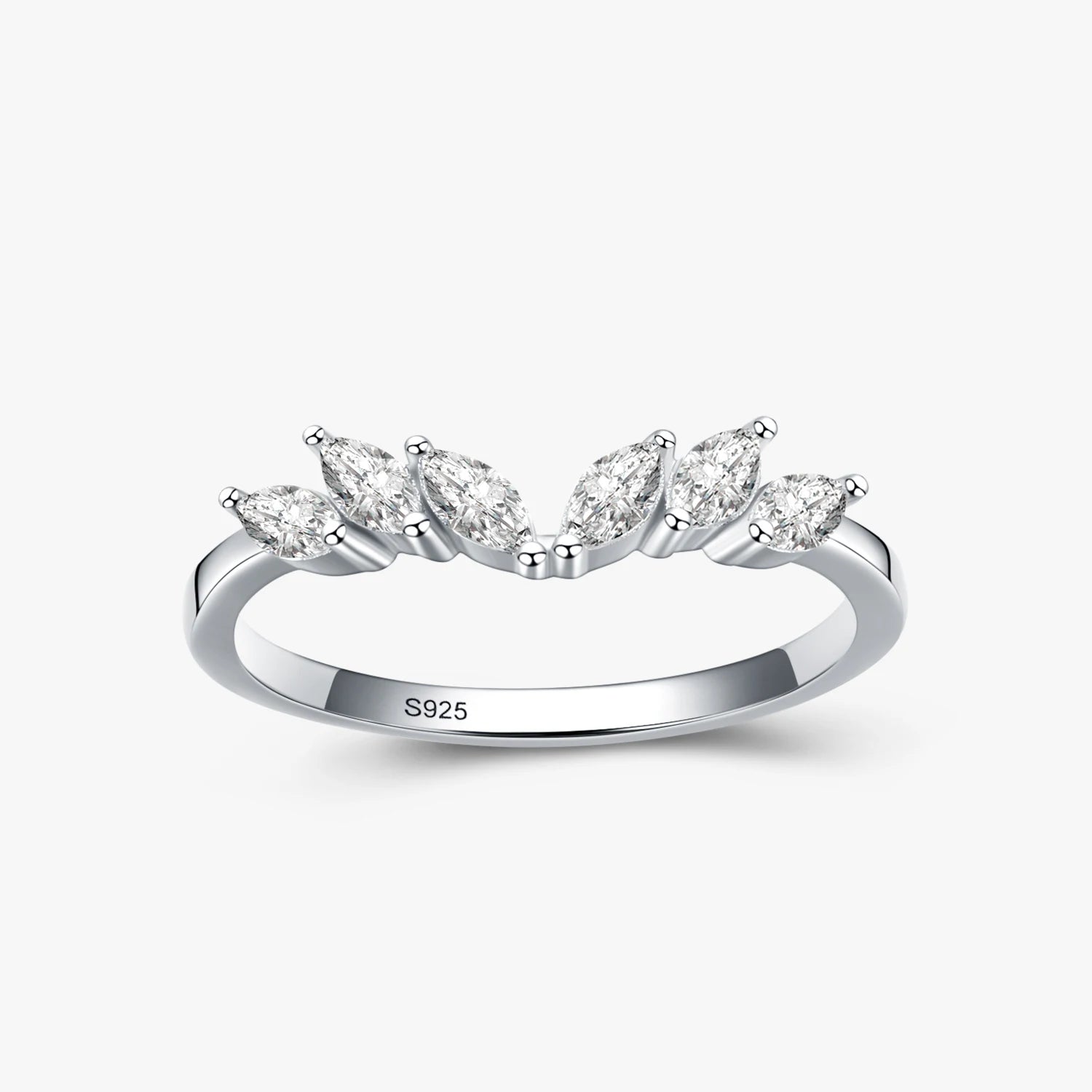 Ailmay 925 Sterling Silver Stackable Zirconia CZ Ring Simple Geometric Design Wing Finger Ring Fine Female Fashion Jewelry