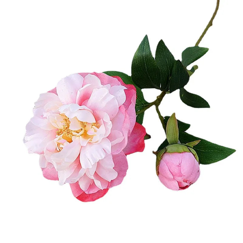 Hot Sale Single Stem 2 Heads Silk Peonies Artificial Flowers Peony for Home Wedding Decoration