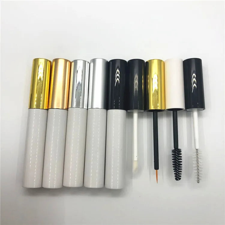 10ml White Mascara Tube with Gold Silver Black Cap Mascara Tube Empty Eyelash Liquid Eyeliner Tube Makeup Cosmetic Packages