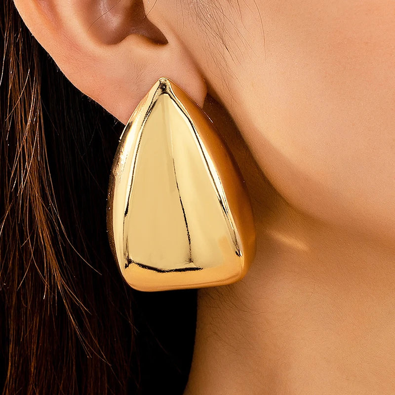 2025 New Arrival Hip Hop Jewelry Trend Teardrop Irregular Circle Suitable for Women Punk Big Geometric Water Drop Gold Earrings