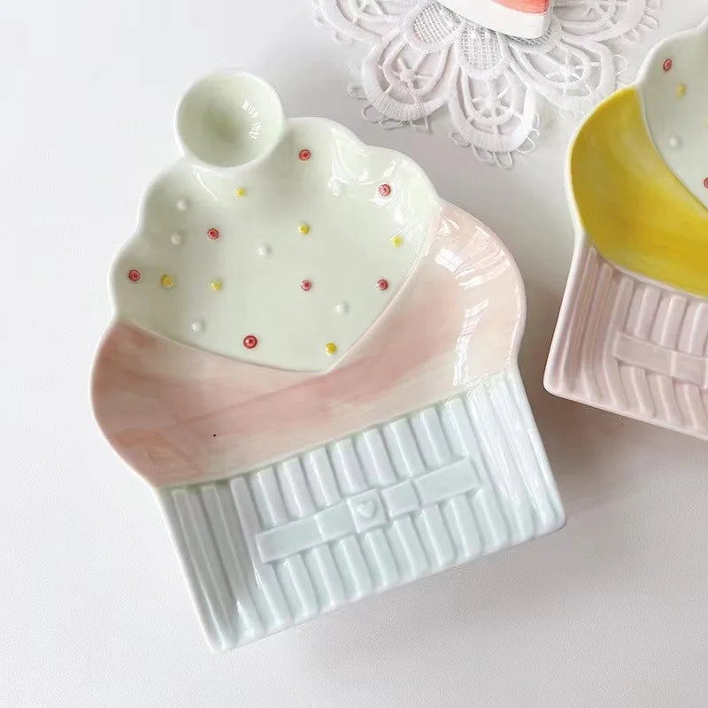 Solhui New Fruit Plate Creative Breakfast Dumpling Cake Dining Plates Ceramic Tableware Plate for Dessert Salad Fruit