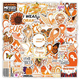 50PCS Orange Ribbon Inspirational Medical Fight for Leukemia Cancer Awareness Sticker