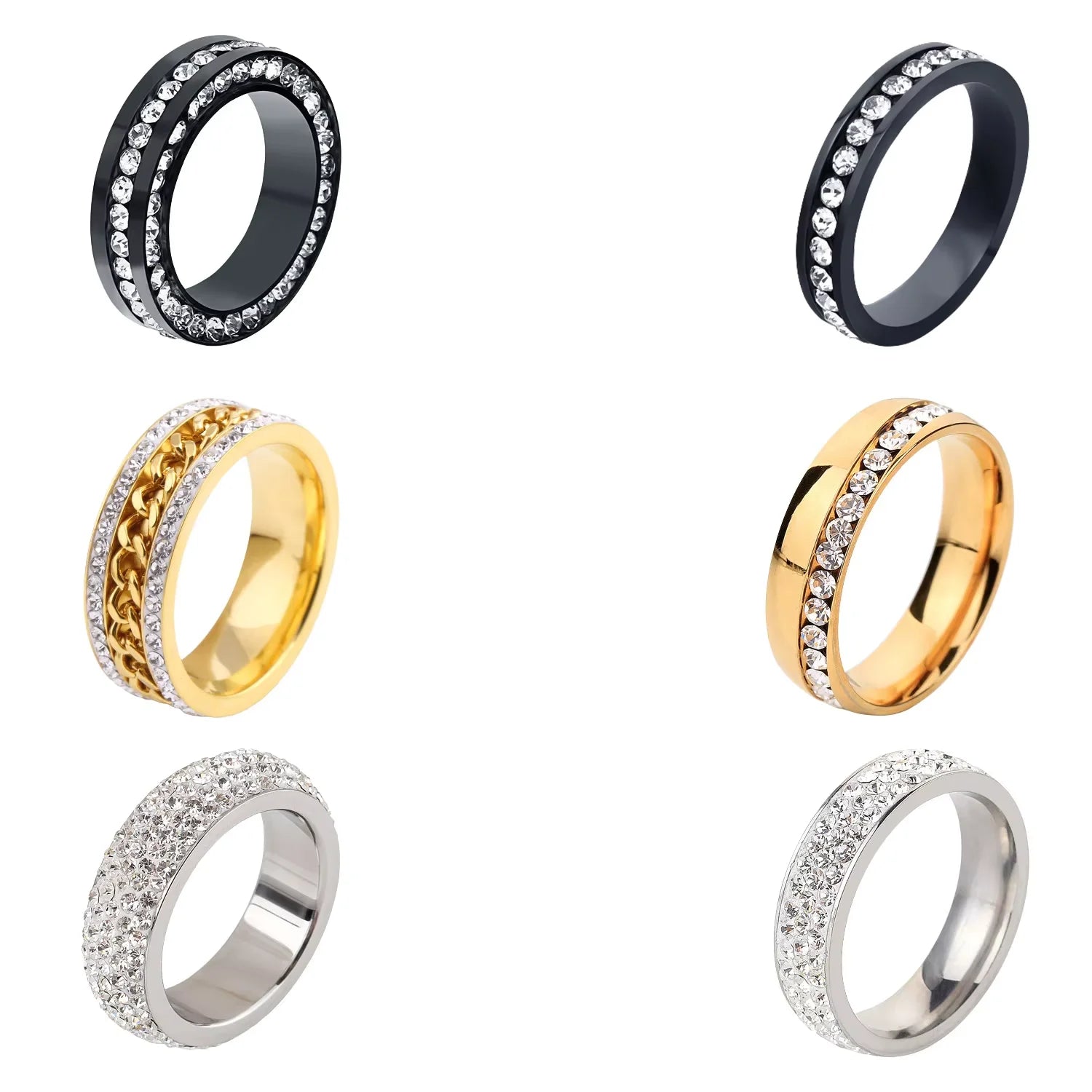 Plated Zircon Wedding Rings Women Silver Titanium Jewelry Ring Custom Gold 2022 Newest Fashion Stainless Steel Unisex Geometric
