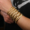 Wholesale 10mm-22mm Solid Cuban Choker Hip Hop Miami Cuban Link Bracelet Necklace Mens 14k 18k Brass Zircon Gold Plated