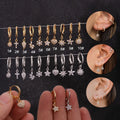 HOVANCI Trendy Wedding Party Star Sun Flower Shape Zircon 18k Gold Plated Hoop Stud Earrings for Men and Women