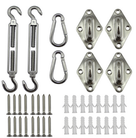 304 Stainless Steel Accessories Spring Snap Carabiner Turnbuckle Eye Pad Sun Shade Sail Fixing Kits
