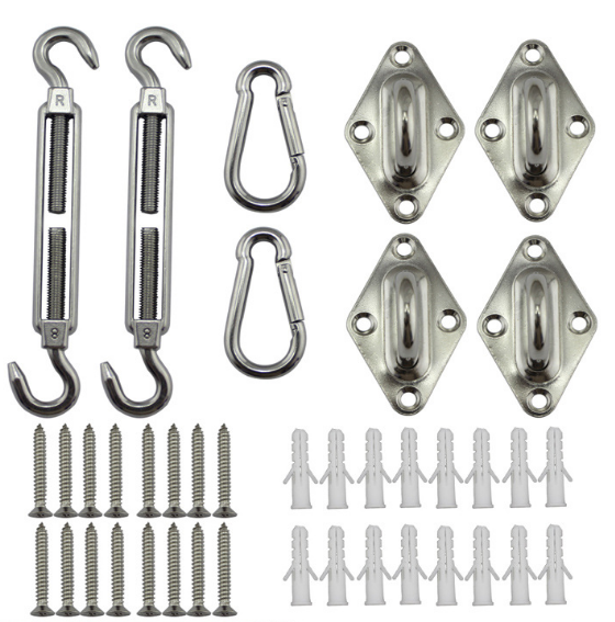 304 Stainless Steel Accessories Spring Snap Carabiner Turnbuckle Eye Pad Sun Shade Sail Fixing Kits