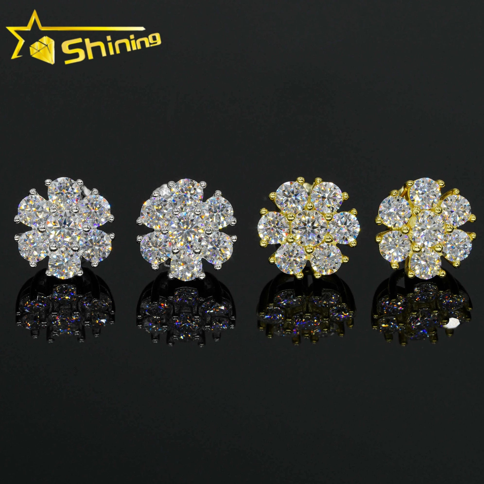 Drop Shipping Luxury Moissanite Diamond Stud Earrings GRA Certified 925 Sterling Silver Fashion Flower Shape Diamond Earring