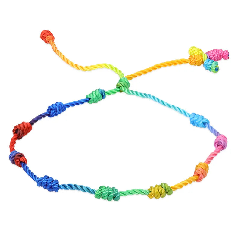 Wholesale Cheap Price Fashion Bohemian Jewelry Handmade Lucky String Knots Bracelet Trendy Friendship Rosary Cross Bracelet
