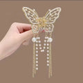 Hot Selling New Mini Pearl butterfly Tassel Claw Clip Summer Metal Hair Clip Women's Back Head Hairpin Headdress