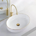 China Wholesale Ceramic Bathroom Vanity Luxury Wash Basin Oval Countertop Gold Washbasin