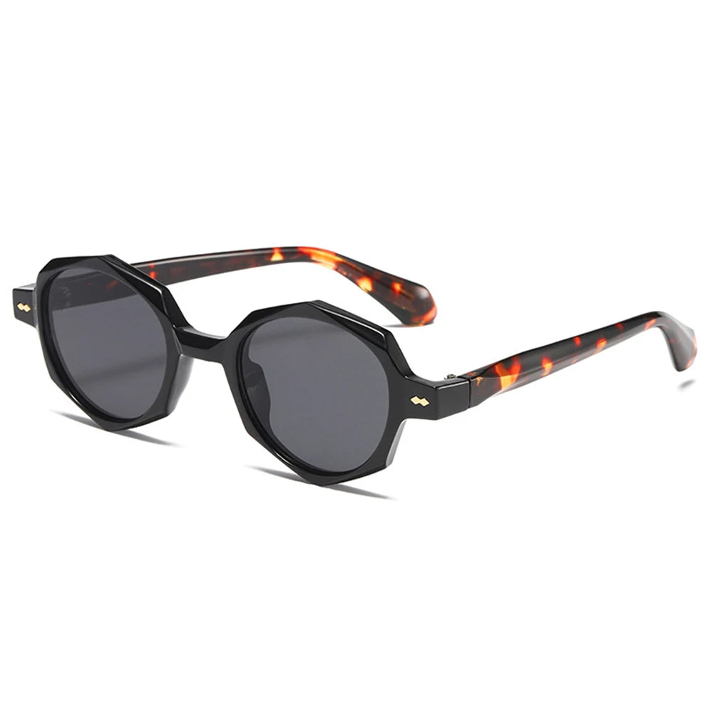 STORY W182 Vintage Tortoiseshell Irregular Sunglasses Women Men 2022 New Fashion Retro RIvet Small Frame Round Sun Glasses UV400