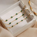 Vintage Luxury 14K Gold Plating Pure 925 Sterling Silver Green Zircon Gemstone Bracelets for Women Girls Jewelry