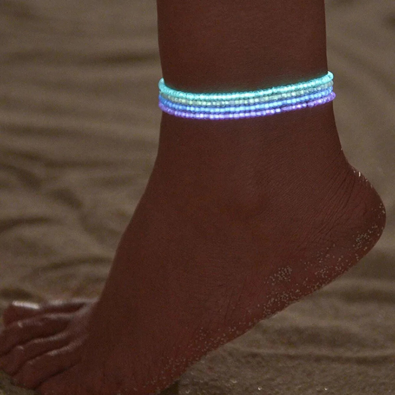 Fashion Luminous Beaded Anklet Fashion Summer Beach Ankle Foot Chain Jewelry Charming Glow in the Dark Colorful Beads Anklet